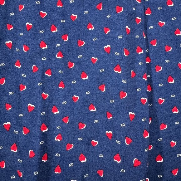 Talbots Navy Blue Red Heart Print XO Midi Slip Skirt Size 8 - Picture 5 of 16